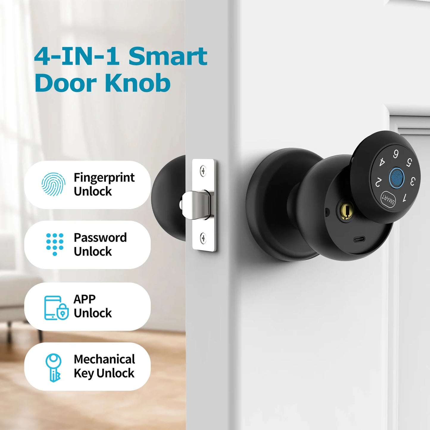 Viladepot Smart Lock Fingerprint Door Lock App Control Passcode Unlock Electronic Touchscreen Keypad Indoor