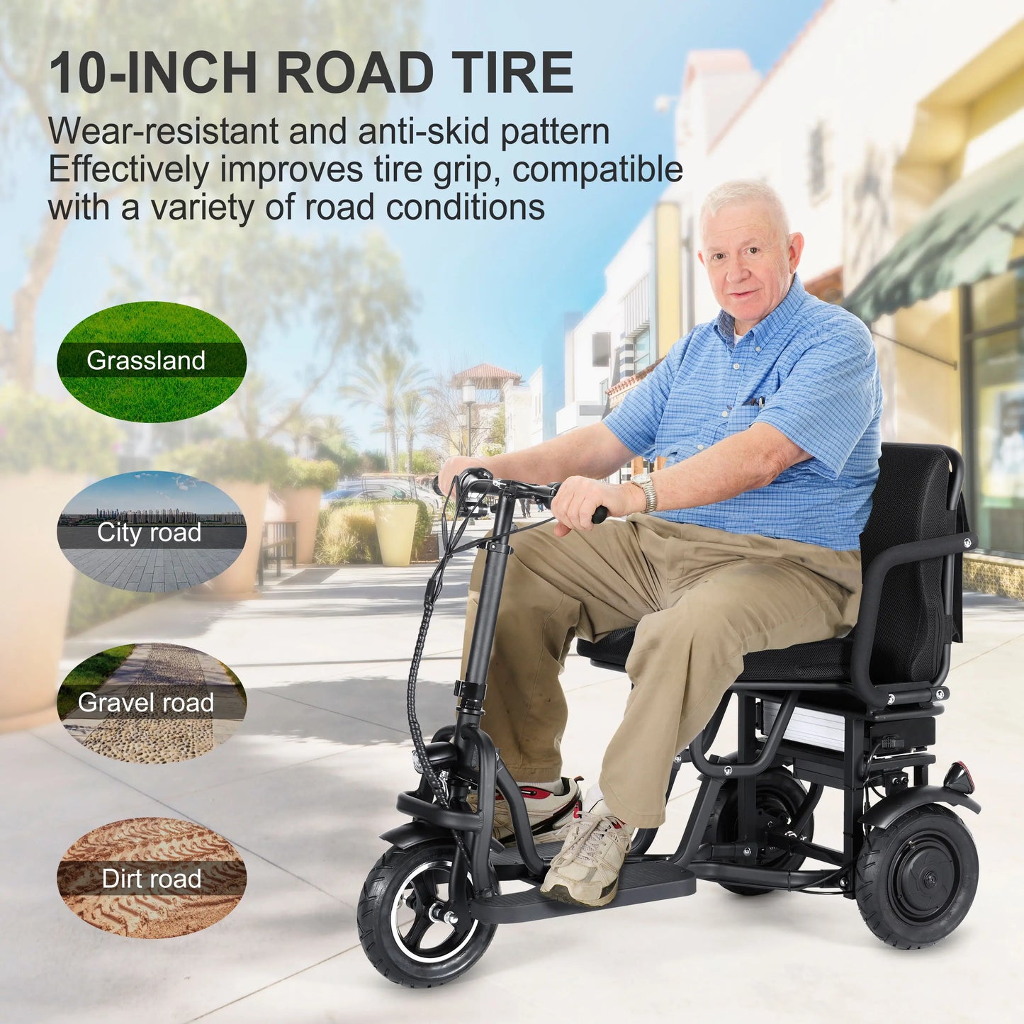 Topmate 3 Wheel Electric Mobility Scooter With Battery