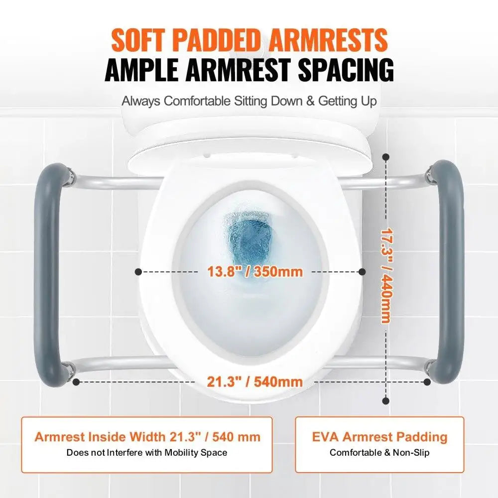 Feature Raised Toilet Seat With EVA Armrest And Handrail