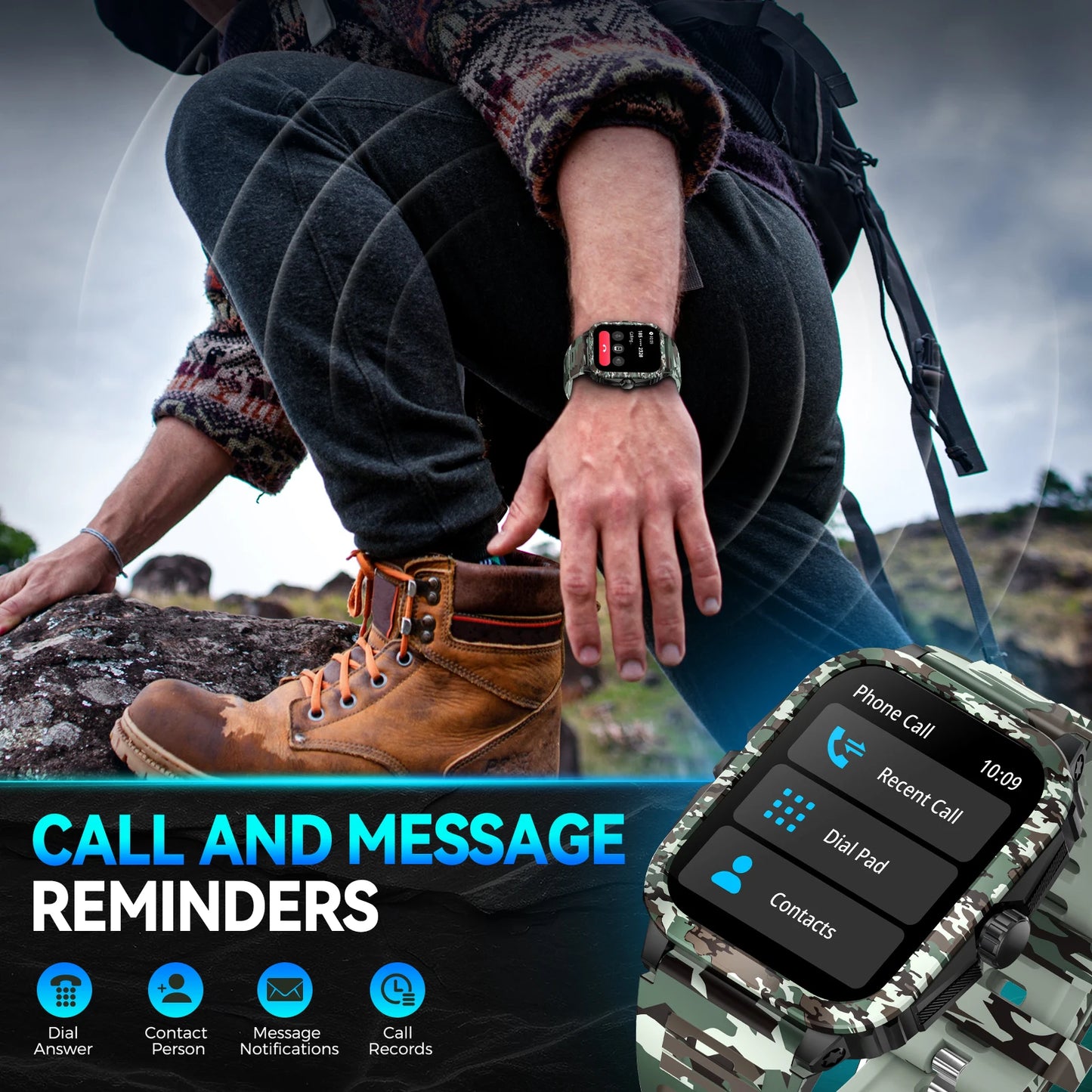 LaNikar Smart Watch 3ATM Waterproof Tracker With Heart Rate Bluetooth