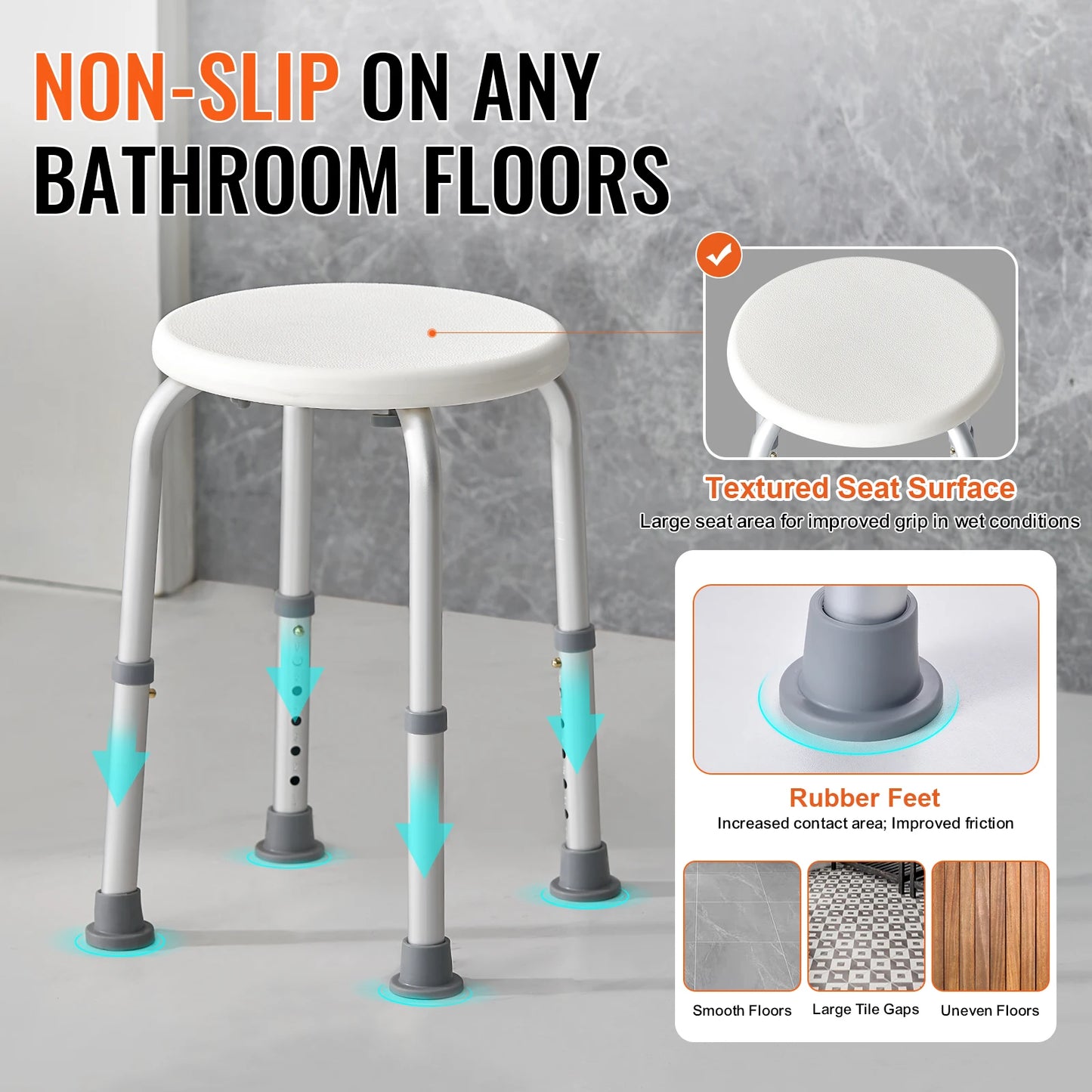 Shower Chair For Inside Shower Adjustable Height Non Slip Elderly