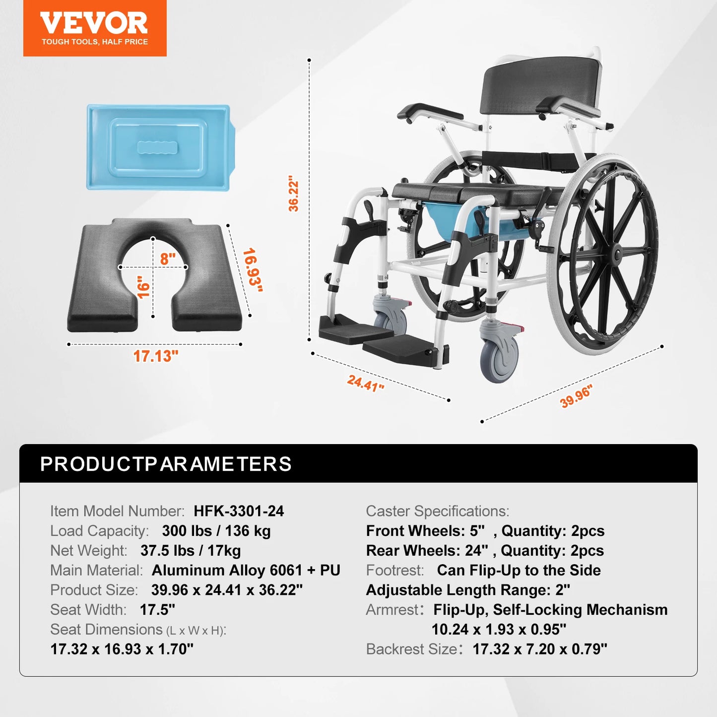 SucceBuy Adjustable Shower Wheelchair For Indoor Shower