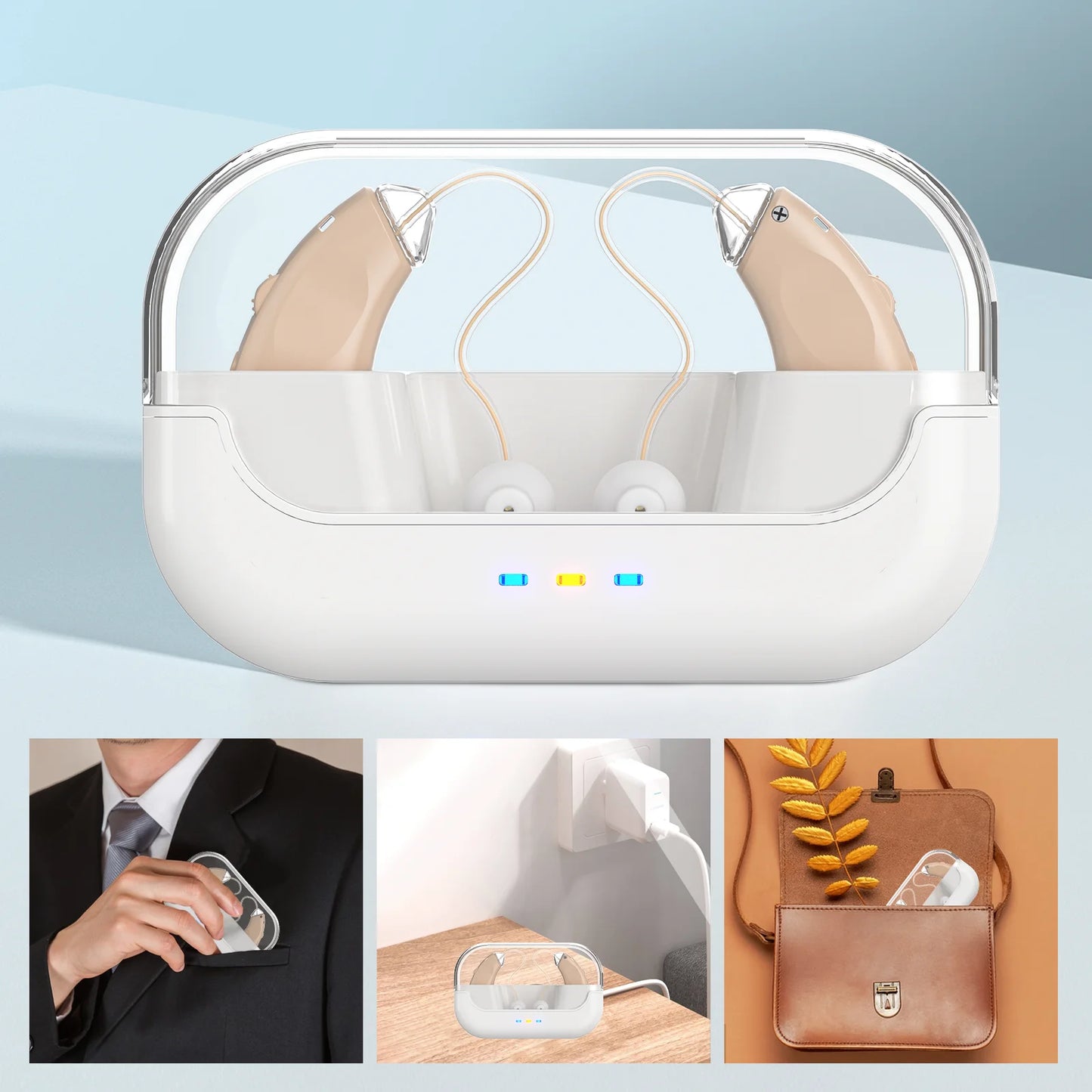 Rechargeable Behind The Ear Hearing Aids Volume Adjustable