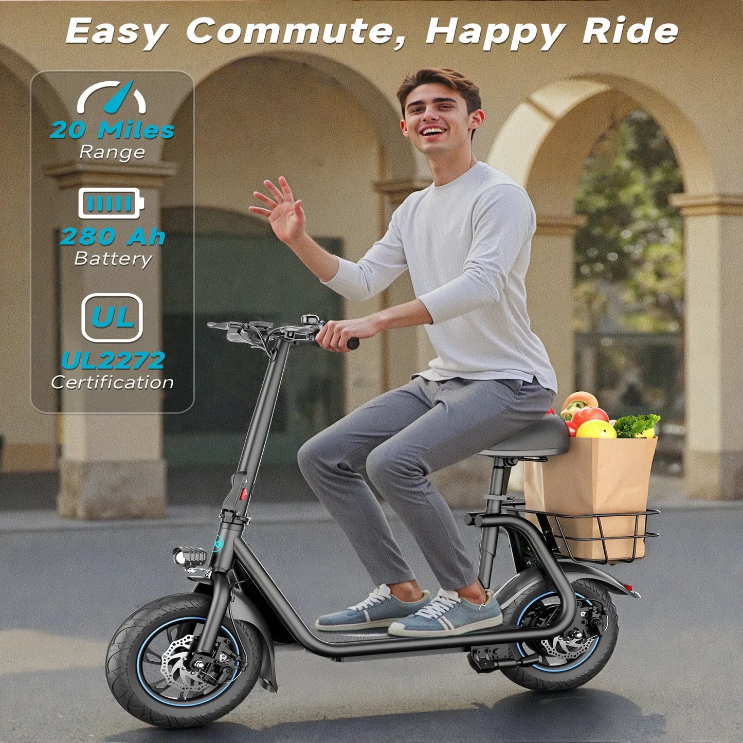 GYROOR Electric Scooter 450W LCD Display 22 Mile Range