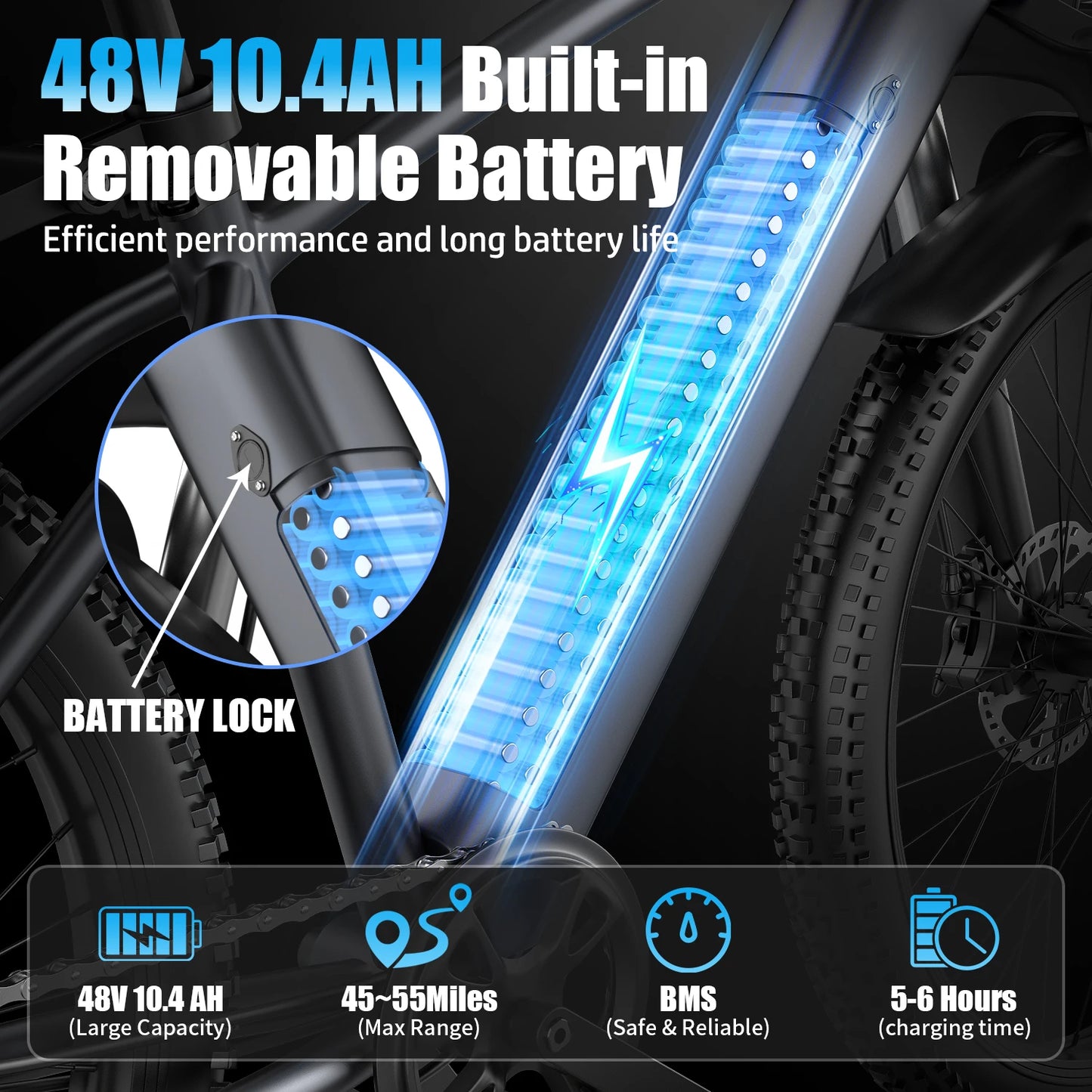 Max Speed Electric Bike F28 1000W Peak Motor 48V Battery