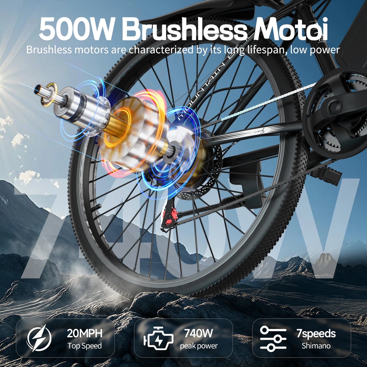 Max Speed G26 Electric Mountain Bike 700W Peak Motor LCD