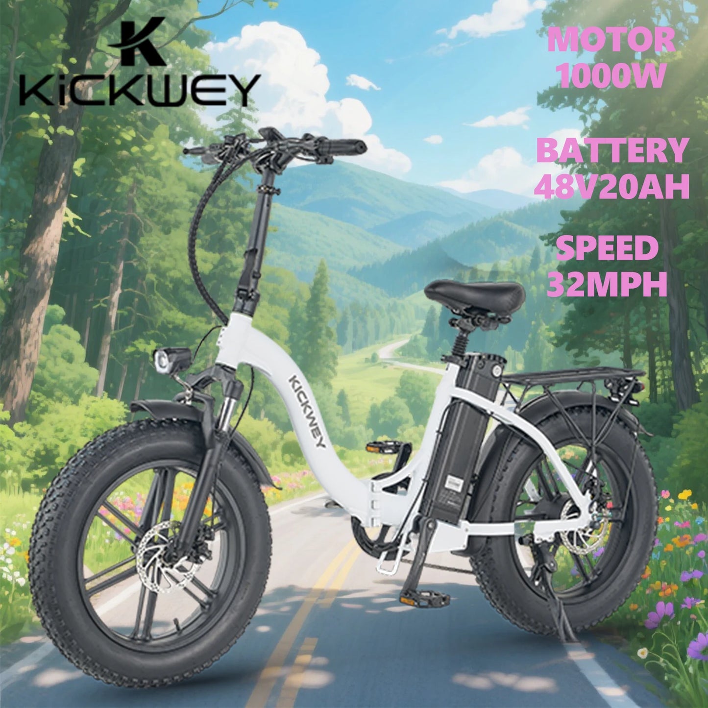 Kickwey L20 Folding Electric Bicycle 1000W Motor 48V