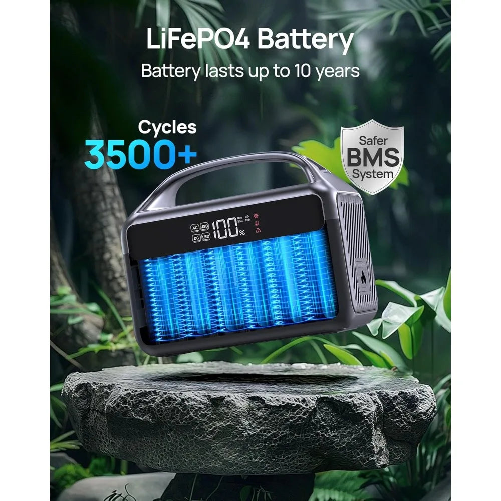 Portable Power Station 600W 288Wh LiFePO4 Solar Generator