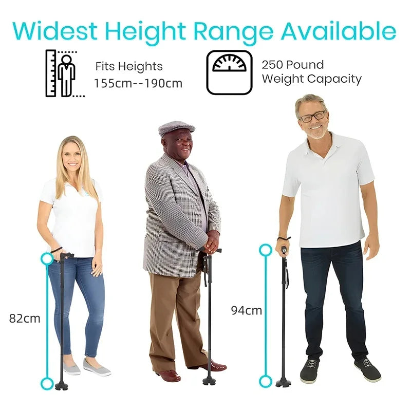 Guangdong Folding Walking Cane With LED Light Aluminum