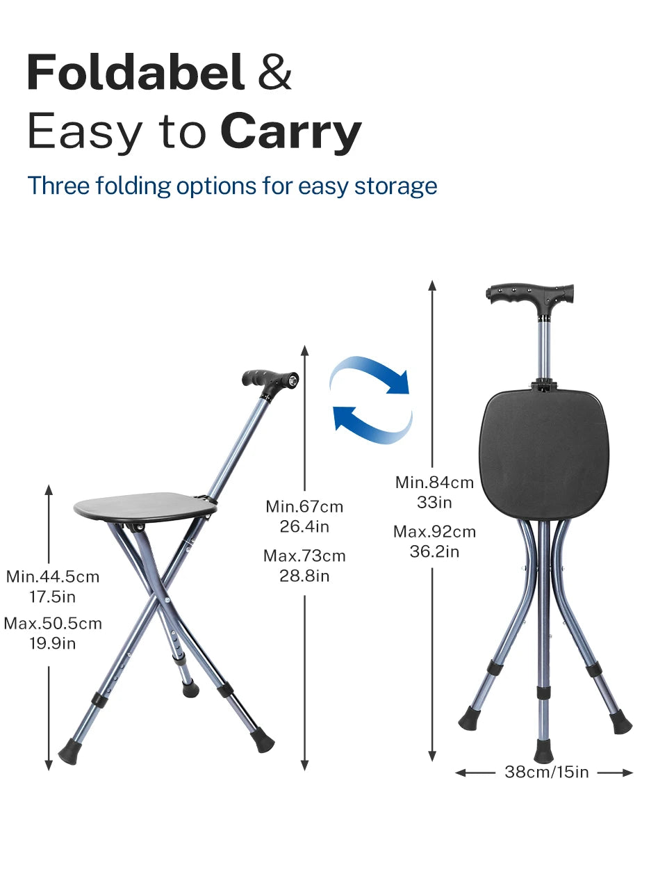 Lefeke Walking Cane With Chair For Elderly Mobility Aid