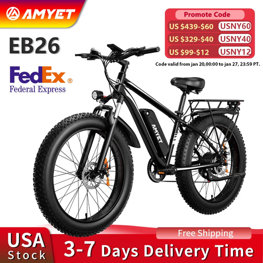 Amyet Electric Bike 1500W 48V 15Ah Fat Tire Mountain