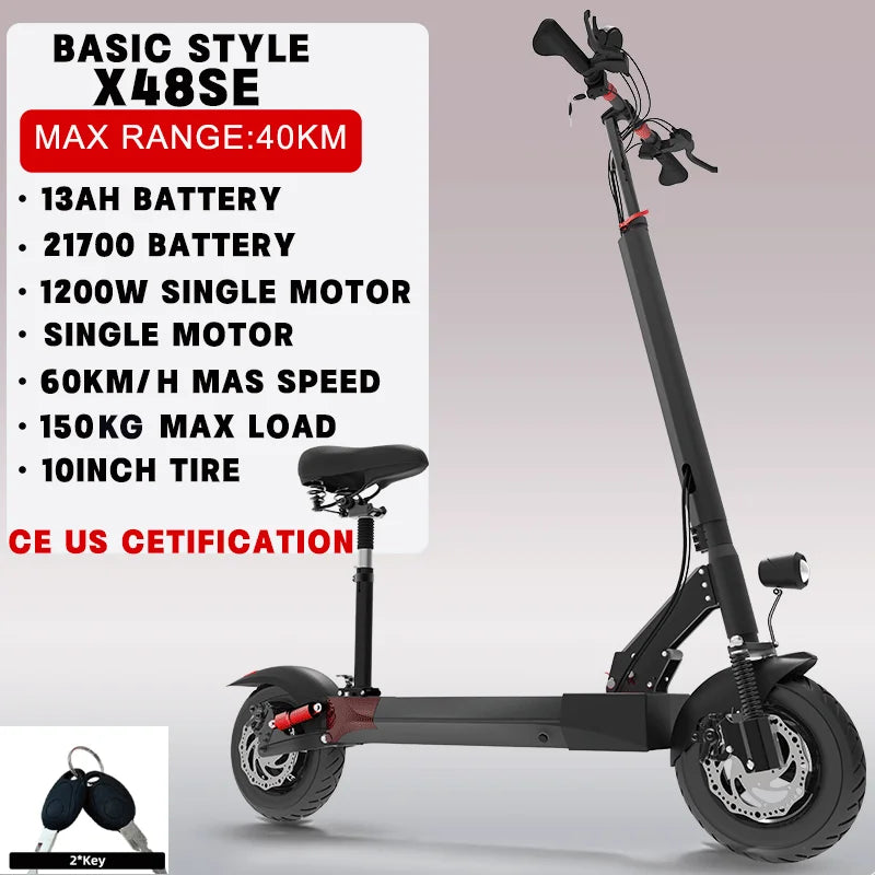Jueshuai Outdoor Electric Scooter Dual Motor Folding With Removable Seat