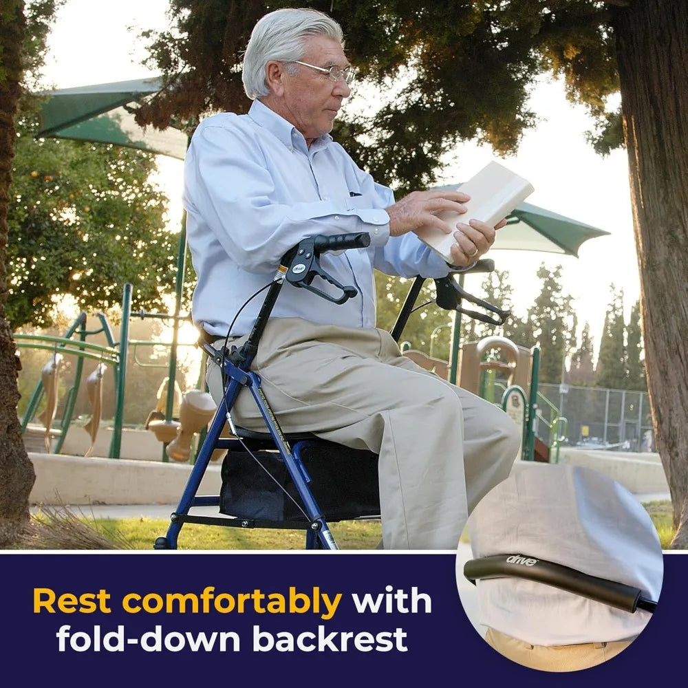 Four Wheel Rollator Walker With Seat Height Adjustable