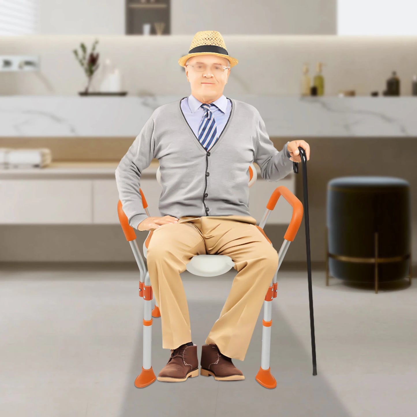 Bymaocar Shower Chair Arm Back Adjustable Height Folding Non Slip
