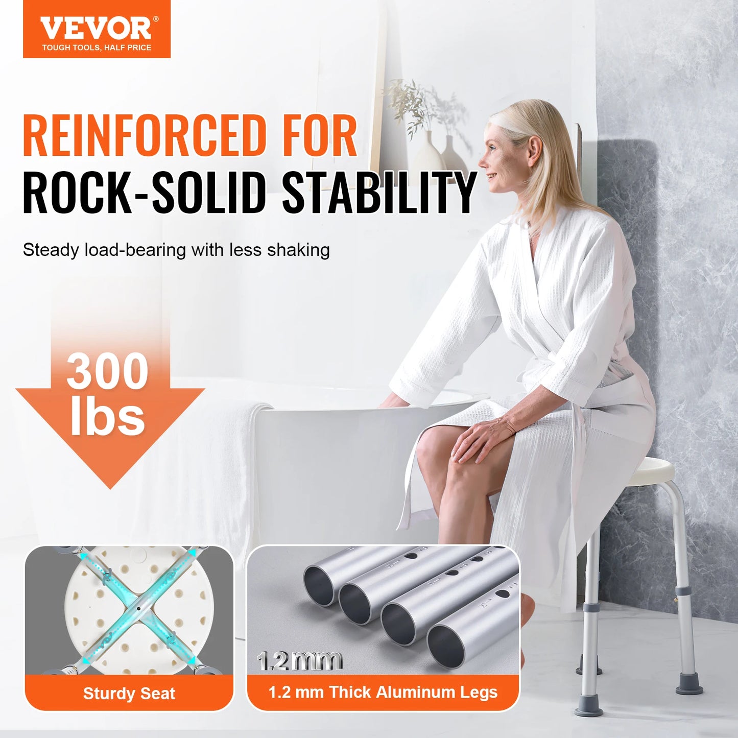 Shower Chair For Inside Shower Adjustable Height Non Slip Elderly
