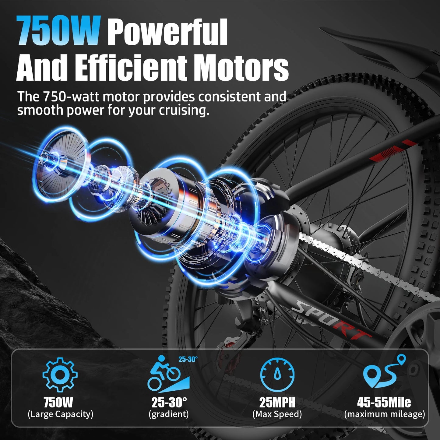 Max Speed Electric Bike F28 1000W Peak Motor 48V Battery
