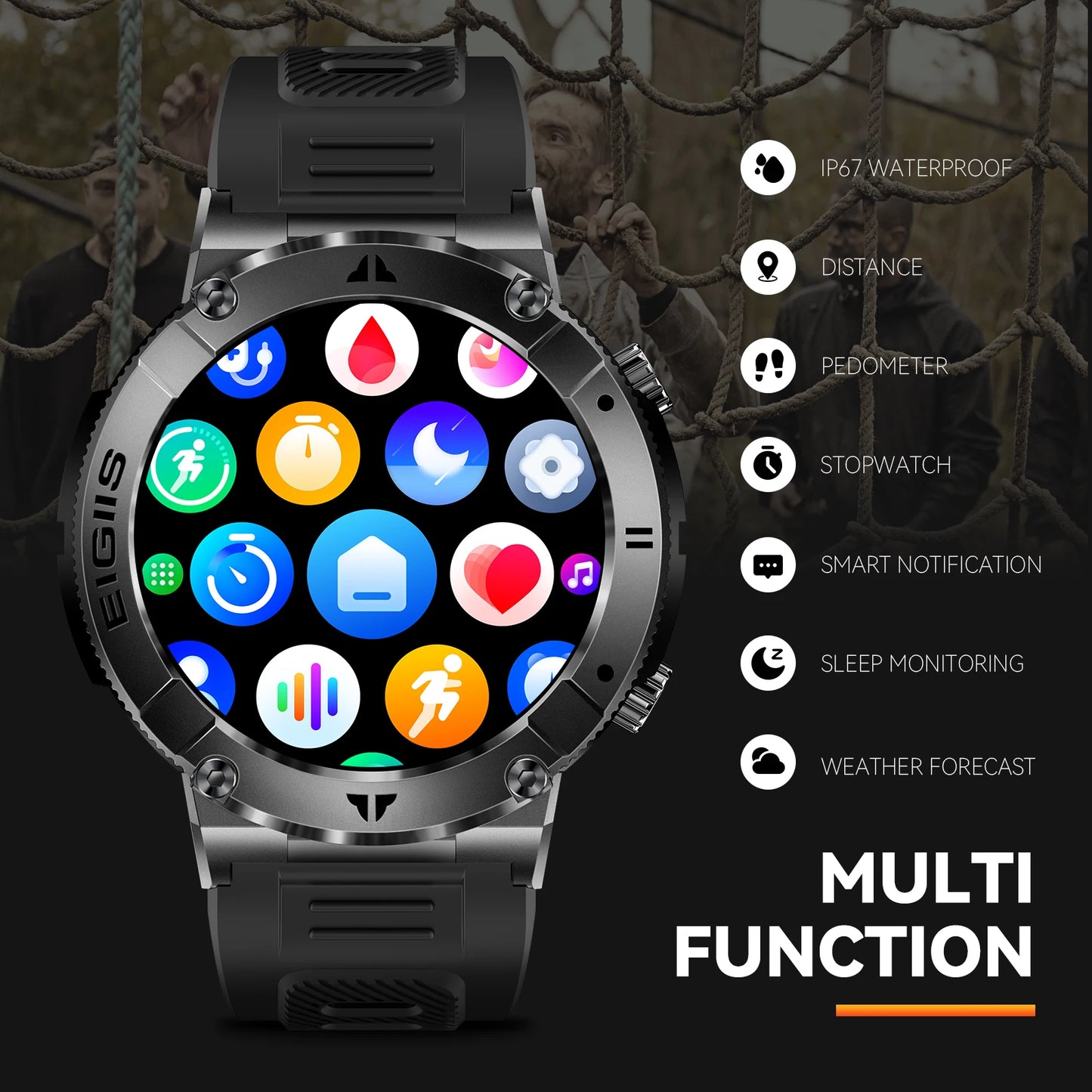LaNikar Smartwatch Men TFT Display Bluetooth Call Blood Pressure