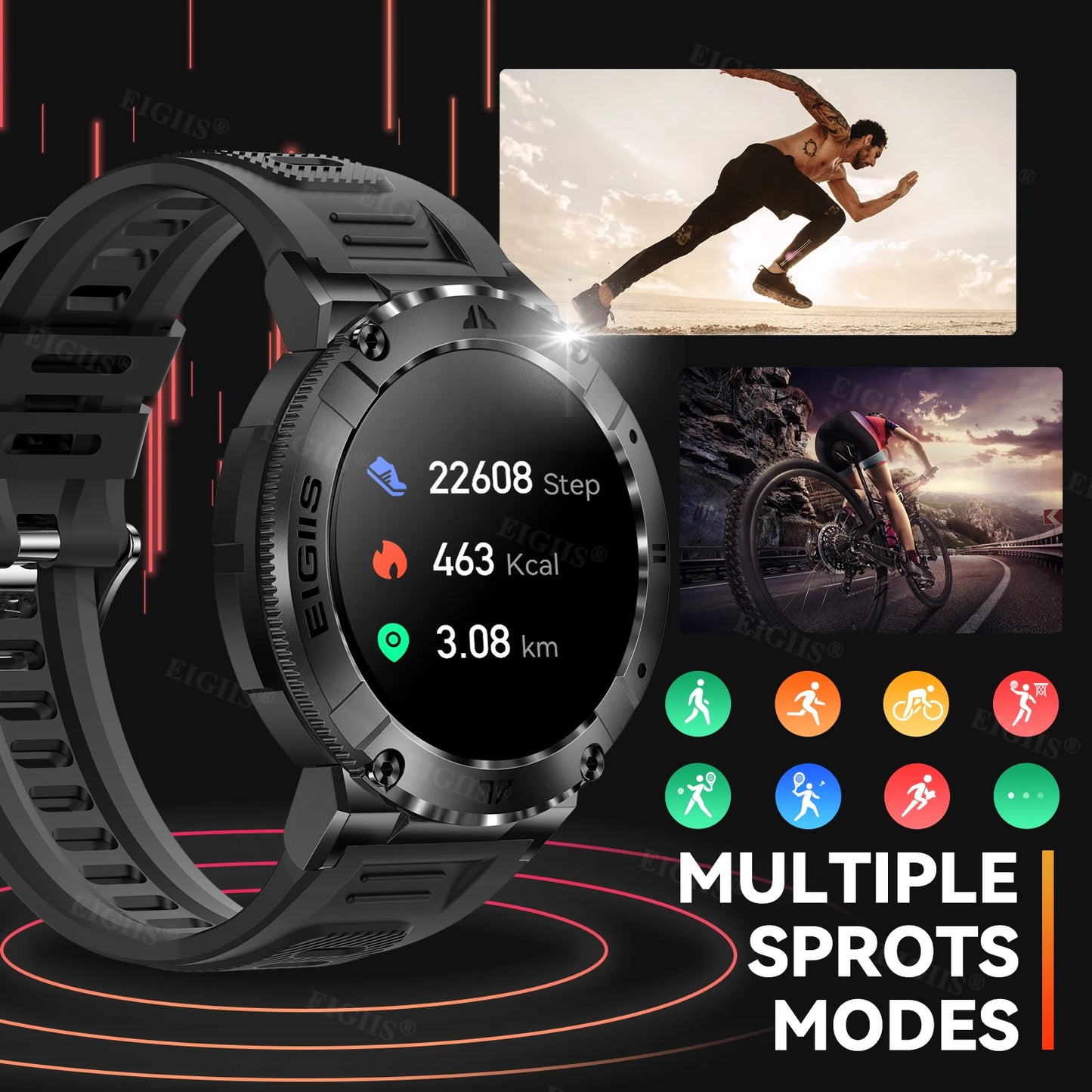 LaNikar Smartwatch Men TFT Display Bluetooth Call Blood Pressure
