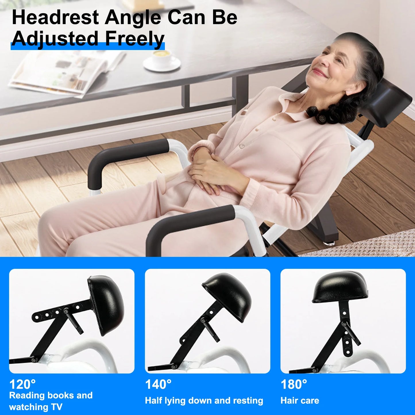 Shower Chair With Wheels Bedside Commode Chair Headrest Bucket