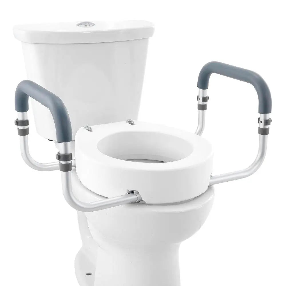 Feature Raised Toilet Seat With EVA Armrest And Handrail