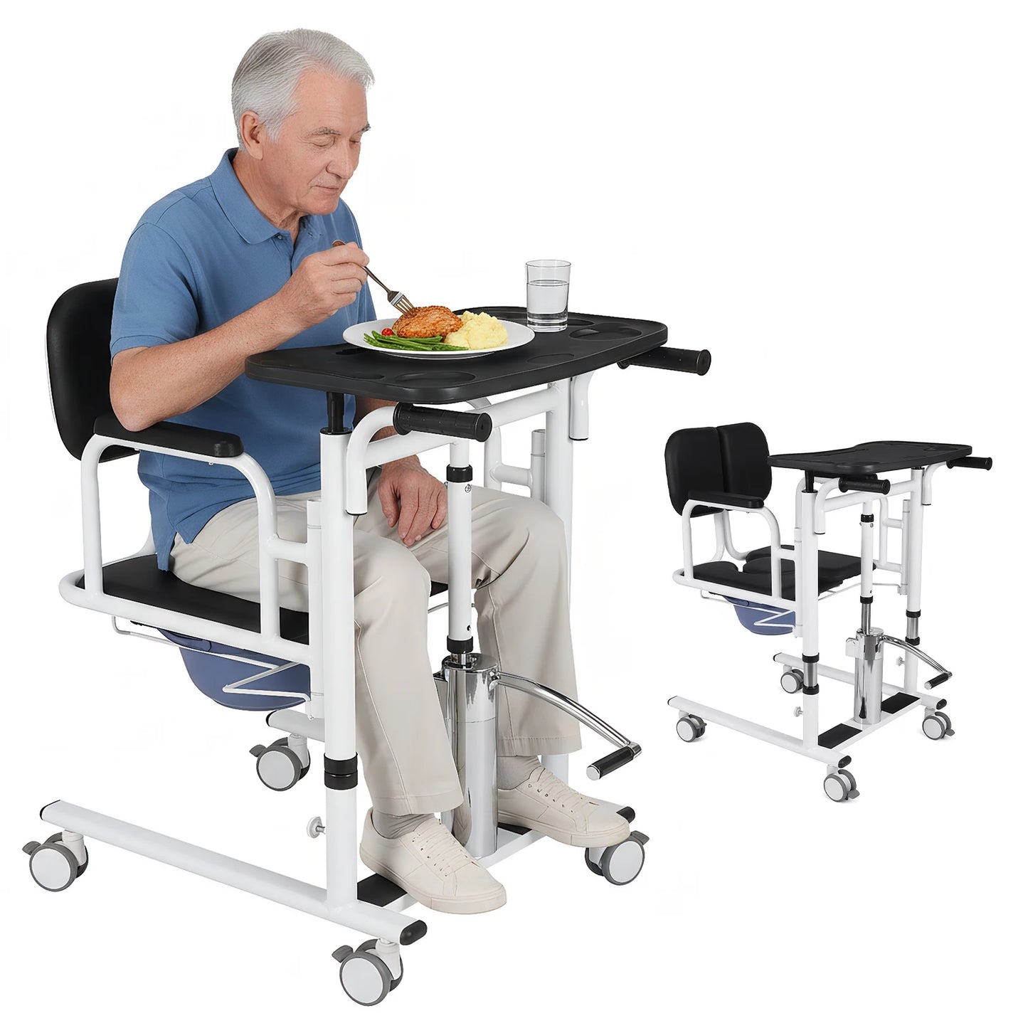 Elderly Transfer Chair With Caster Hydraulic Lift