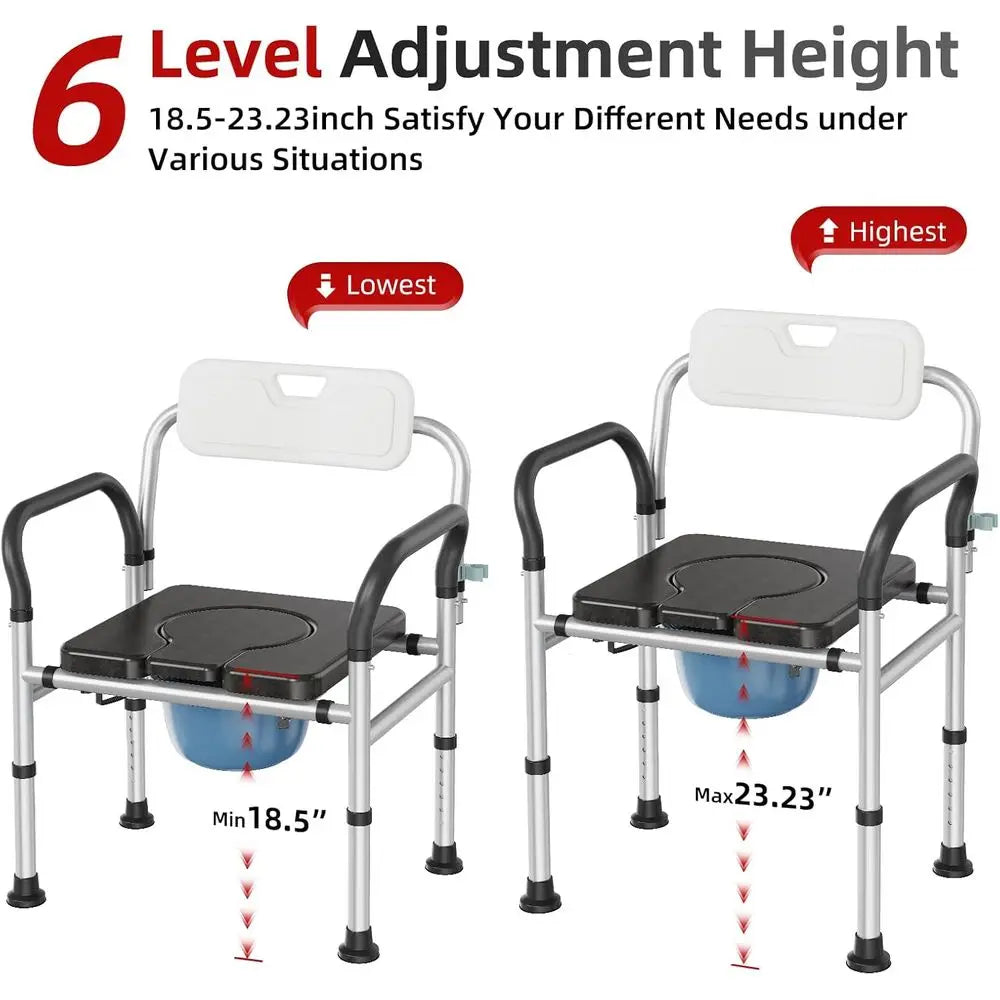DAFIFY Adjustable Height Bedside Commode Chair For Elderly