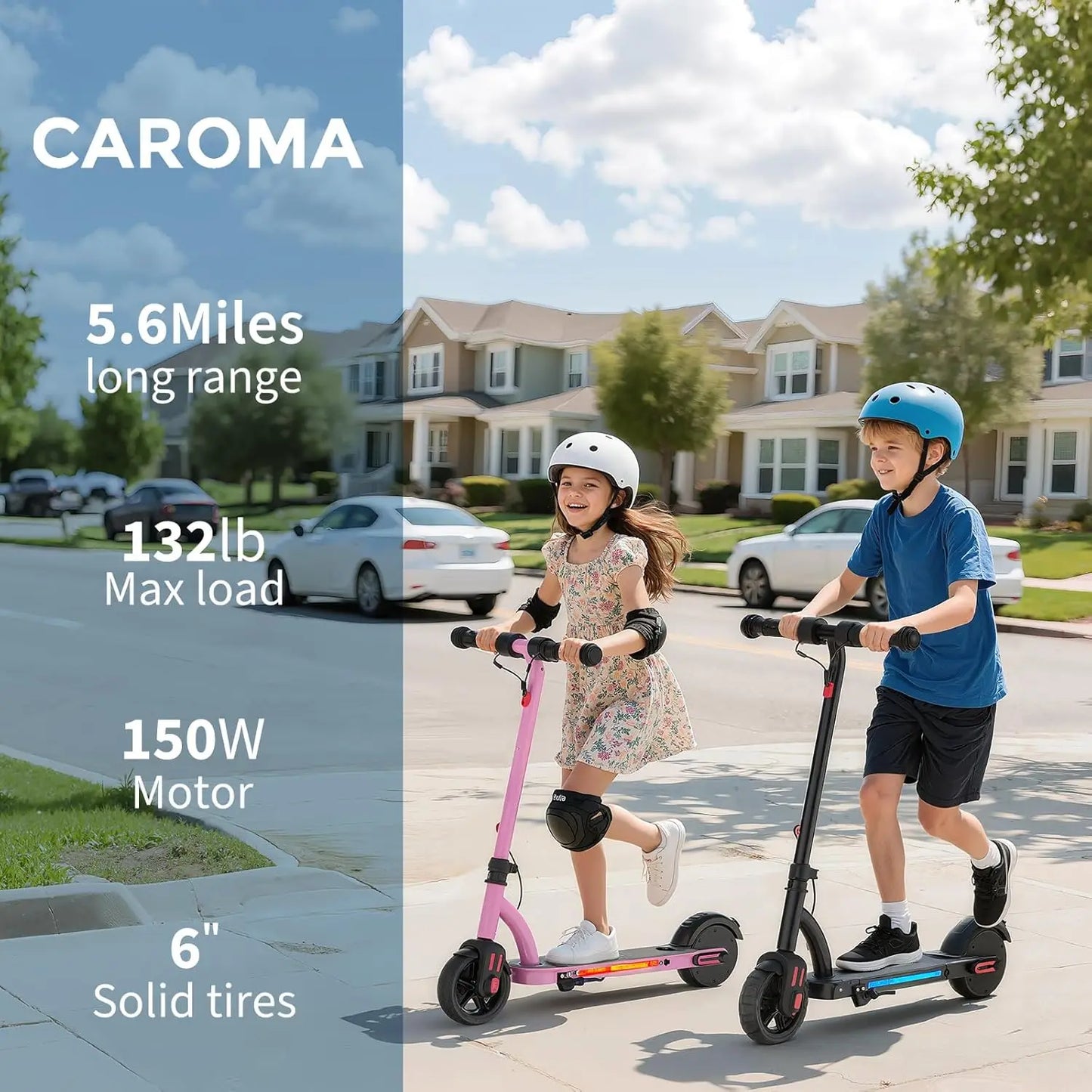 Caromac Kids Electric Scooter 150W Adjustable Height LED