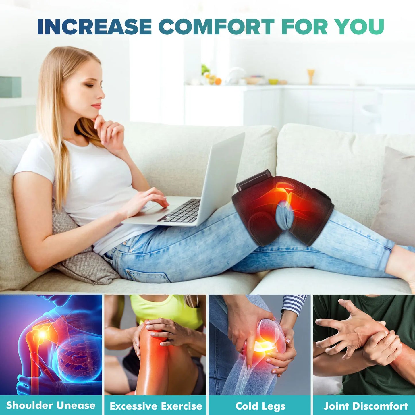 Hailicare Knee Heating Massager for Joint Relief and Hot Compress