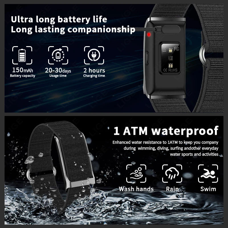 LIGE No Screen Design Smartband Sleep Health Tracking