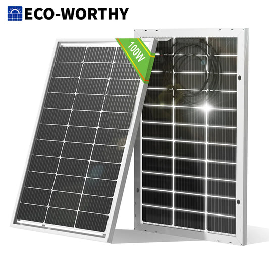 ECO-WORTHY Bifacial 100 Watt 12 Volt Solar Panel Monocrystalline Rigid High-Efficiency PV Module Power Charger for Sunsheds,Rvs