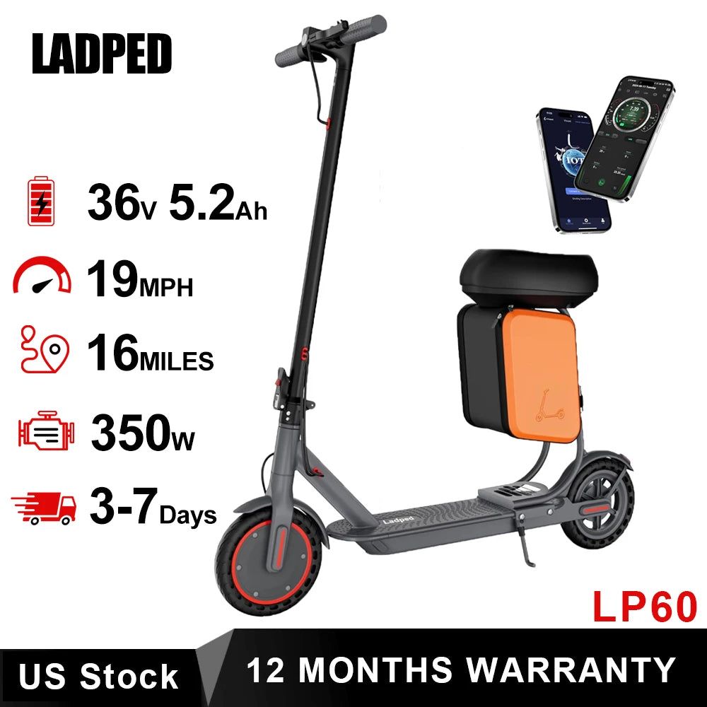 Ladped Electric Scooter 350W 36V Foldable With Seat