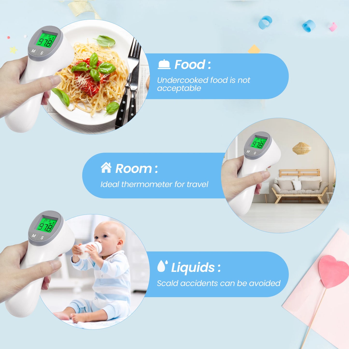 Sejoy Infrared Digital Thermometer Non Contact Forehead Ear Body Temperature