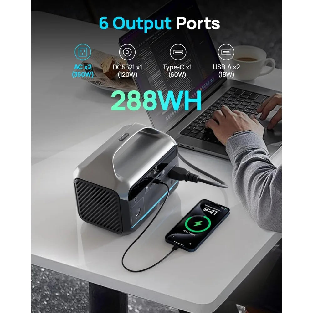 Portable Power Station 600W 288Wh LiFePO4 Solar Generator