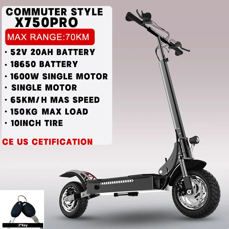 Jueshuai Outdoor Electric Scooter Dual Motor Folding With Removable Seat