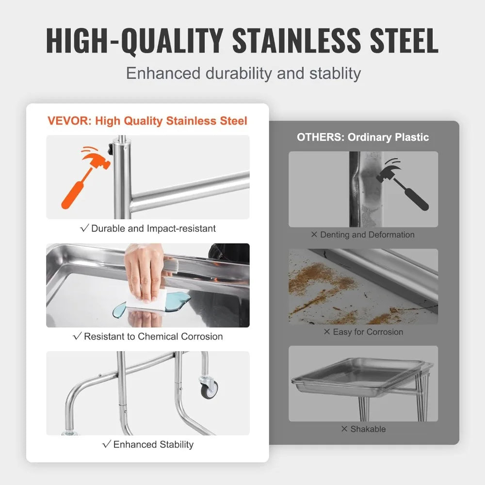 VEVOR Medical Instruments Stand With Tray Mayo Stand