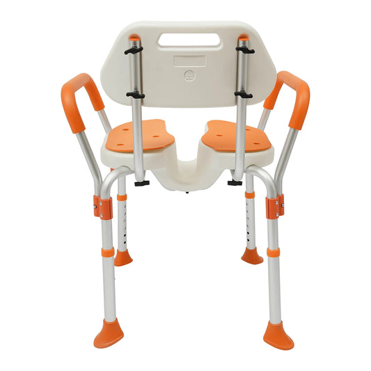 Bymaocar Shower Chair Arm Back Adjustable Height Folding Non Slip
