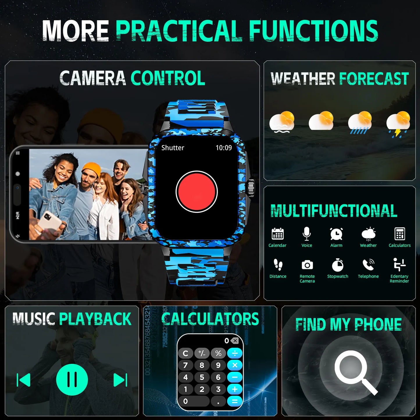 LaNikar Smart Watch 3ATM Waterproof Tracker With Heart Rate Bluetooth
