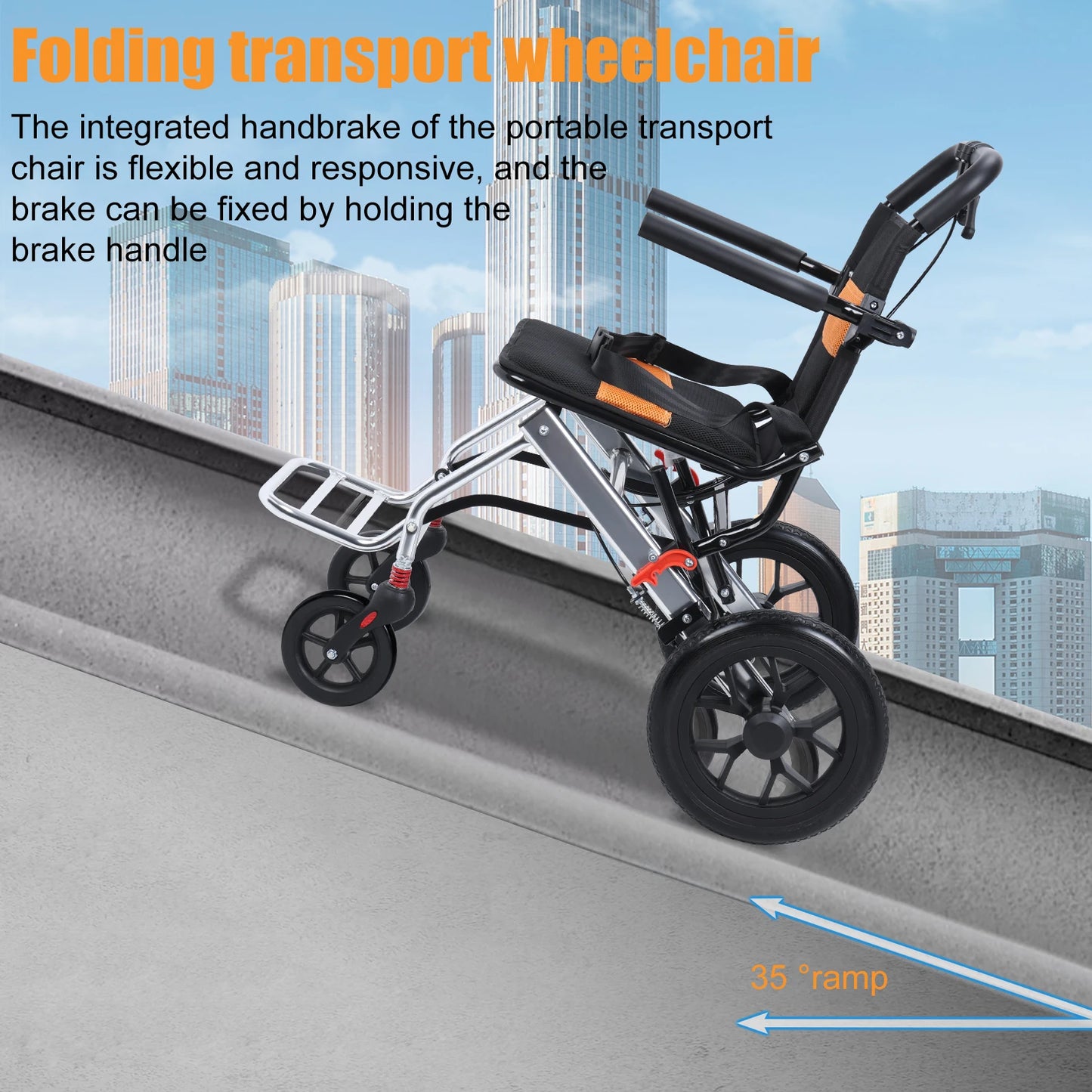 Origin Lightweight Foldable Wheelchair With Handbrake