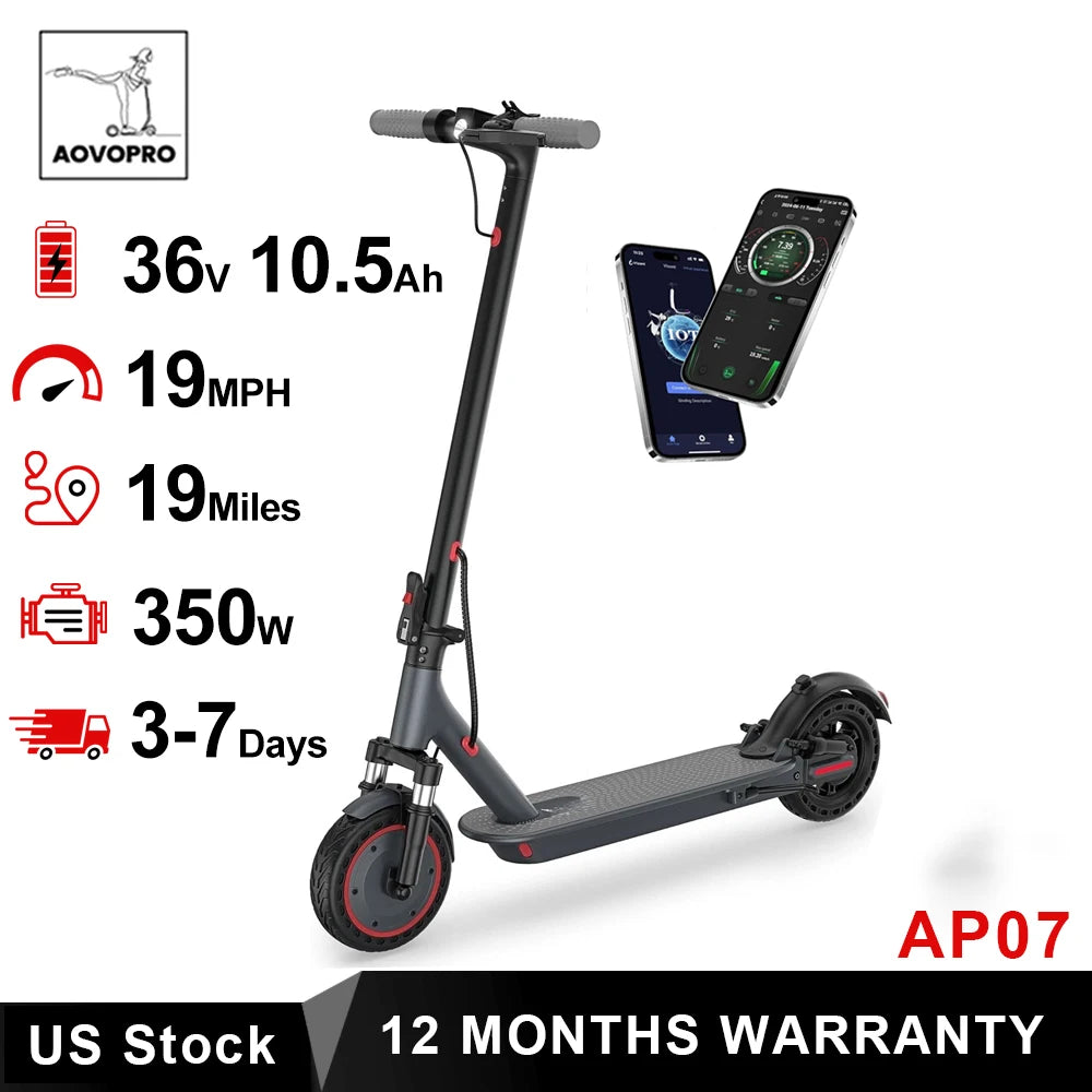 AOVOPRO AP07 Electric Scooter With App Control And Shock Absorption