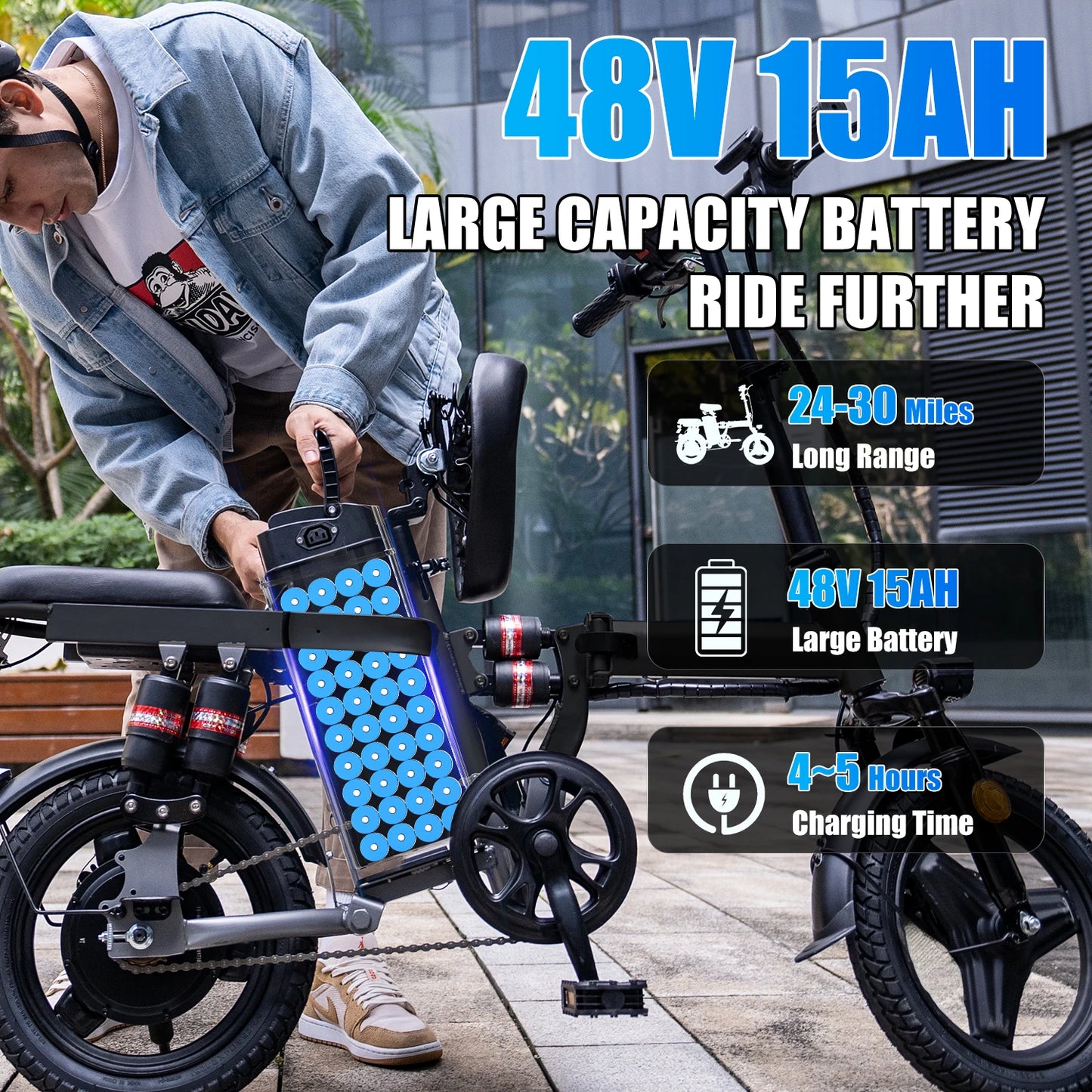 Folding Electric Bike 500W 25Mph 20 Mile Range For Adults