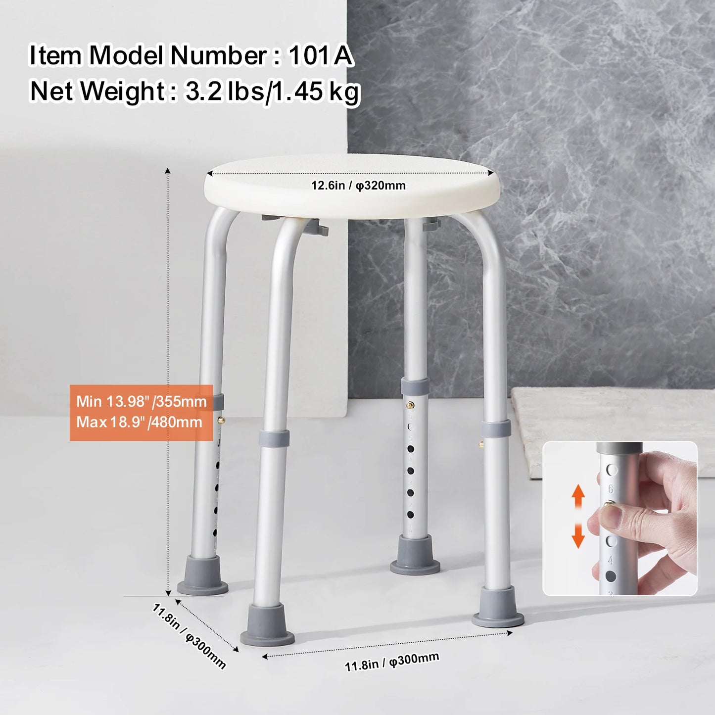 Shower Chair For Inside Shower Adjustable Height Non Slip Elderly