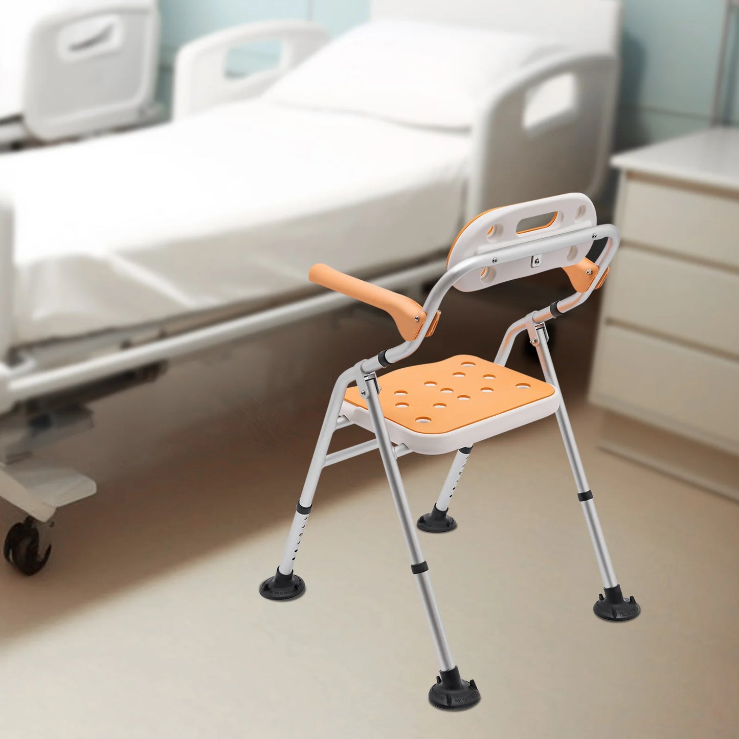 Bymaocar Folding Shower Chair Adjustable Height Bath Safety Seat