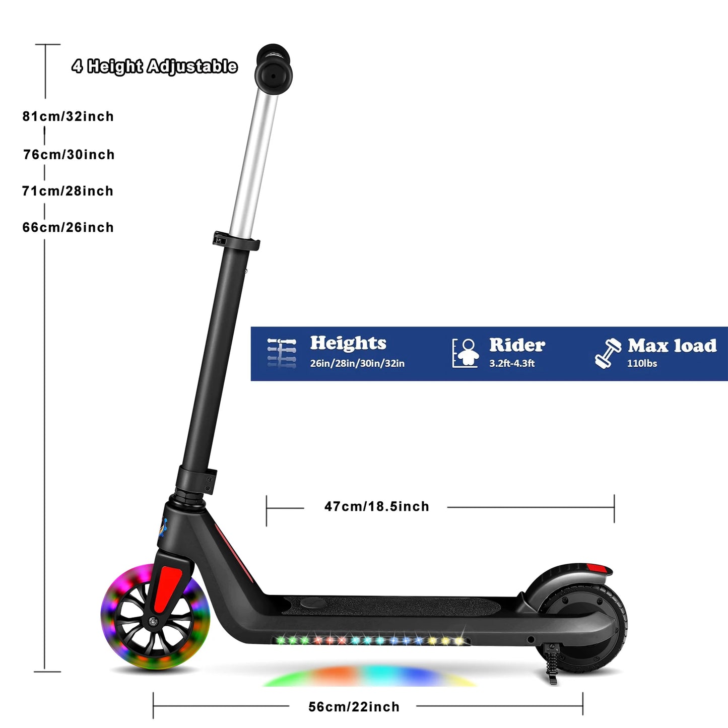 CAROMAC Kids Electric Scooter 120W Foldable Led Display