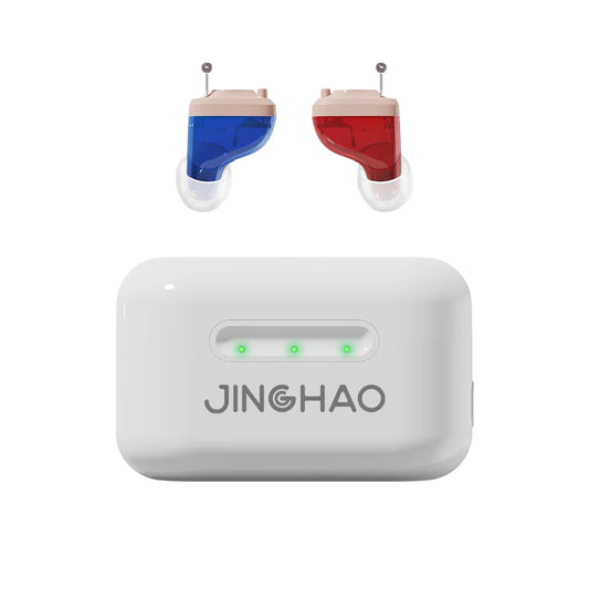 JINGHAO Mini Hearing Aids In Ear Digital Sound Amplifier With Charger Case