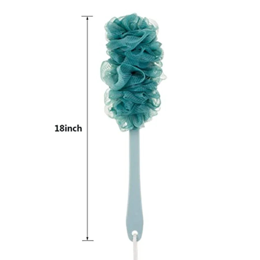 Back Scrubber Shower Brush With Long Handle And Mesh Sponge