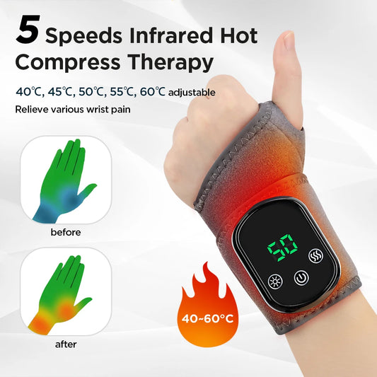 Agdoad Electric Heating Wrist Massager Wrap With Vibration