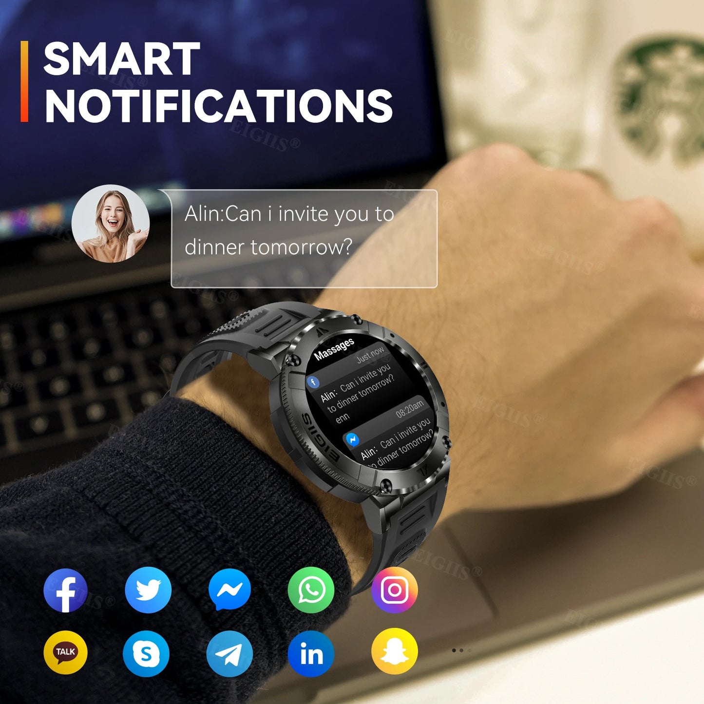 LaNikar Smartwatch Men TFT Display Bluetooth Call Blood Pressure