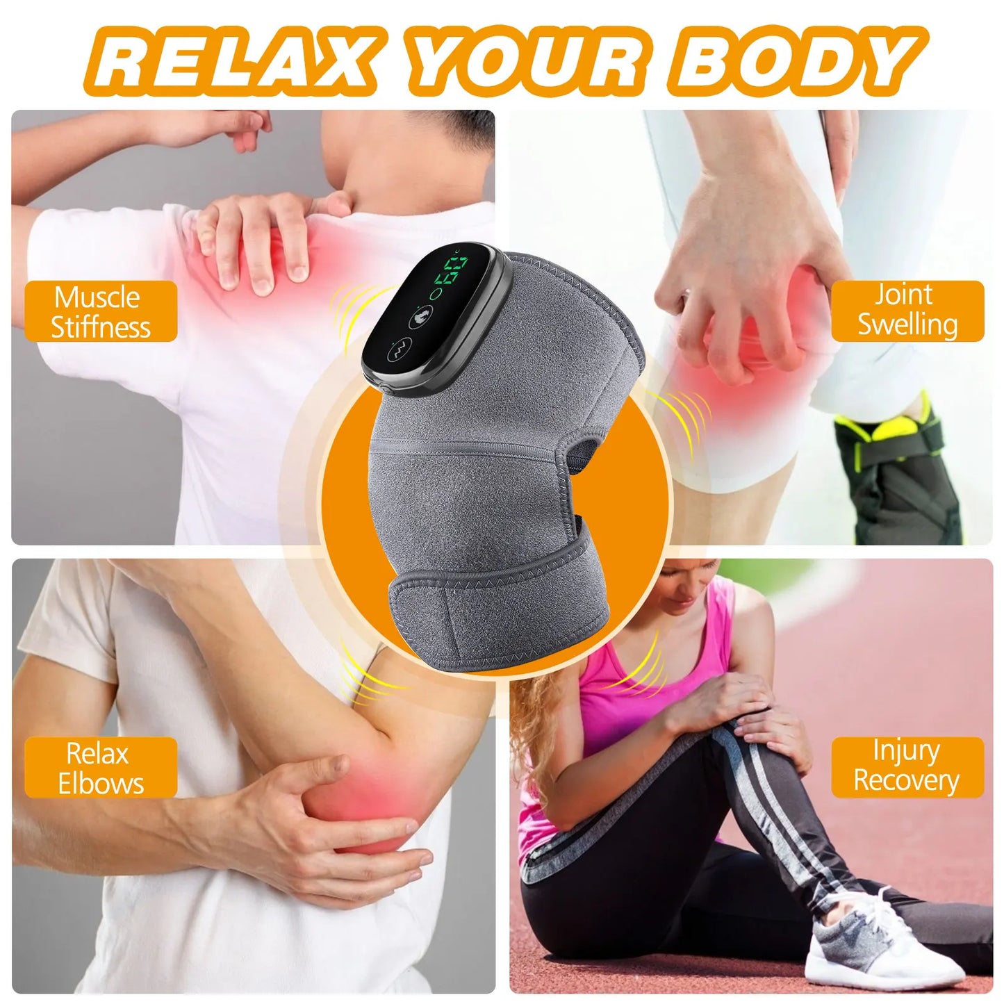 Hailicare 3 In 1 Electric Heating Massage Belt Knee Shoulder